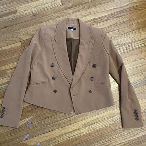 Women's Tan Double-Breasted Blazer